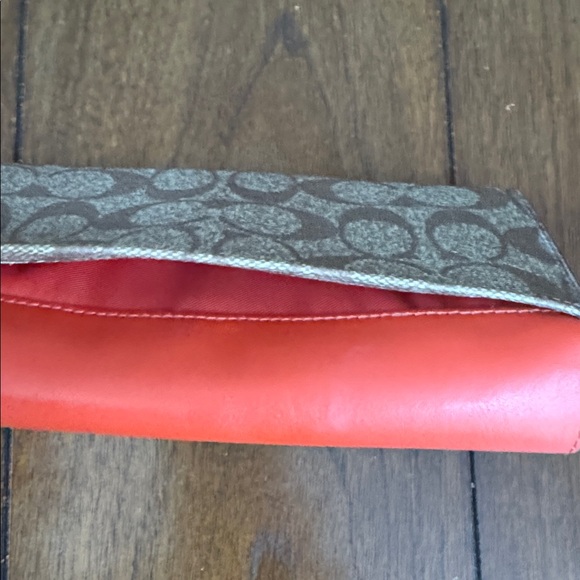 Coach Signature Slim Envelope Wallet khaki signature canvas and orange leather - Picture 6 of 6